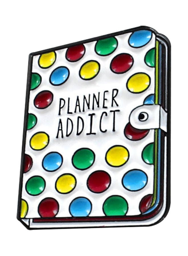 Planner Addict Book Colourful Dots Enamel Brooch Pin - Image 1