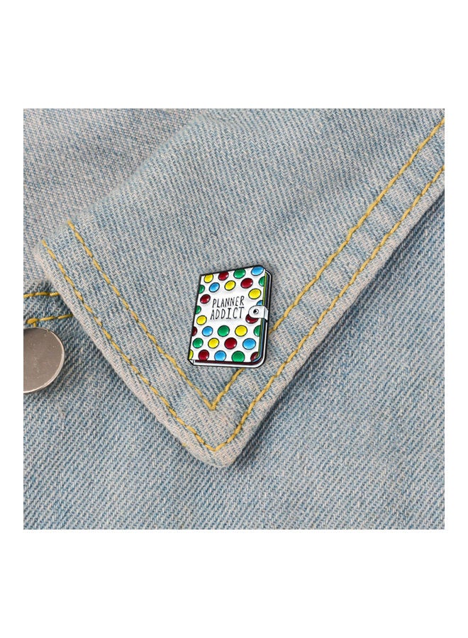 Planner Addict Book Colourful Dots Enamel Brooch Pin - Image 2