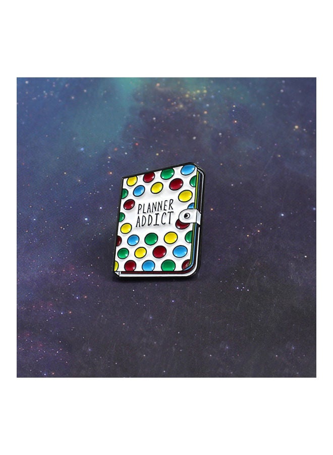 Planner Addict Book Colourful Dots Enamel Brooch Pin - Image 3