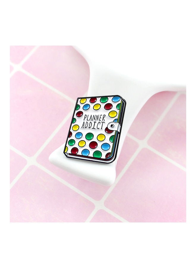 Planner Addict Book Colourful Dots Enamel Brooch Pin - Image 4