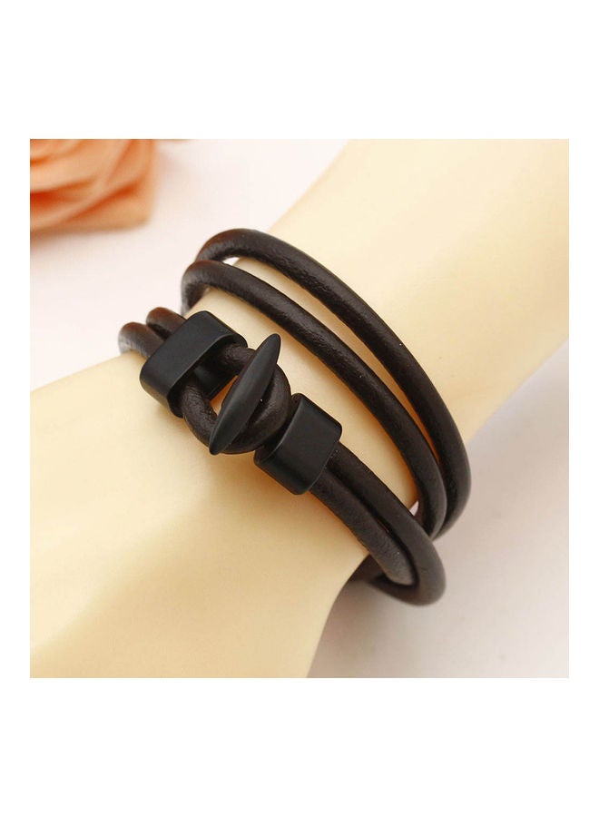 Leather Punk Anchor Bracelet - Image 1