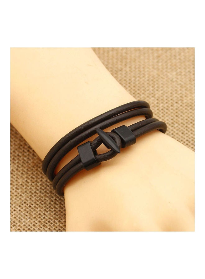 Leather Punk Anchor Bracelet - Image 3