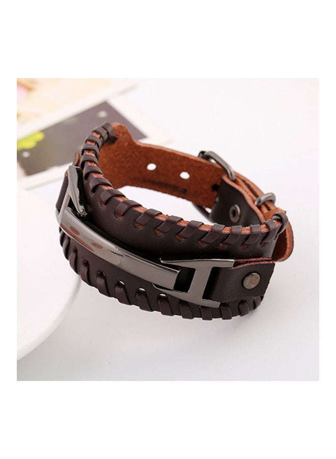 Punk Faux Leather Wide Cuff Wristband Bracelet - Image 2