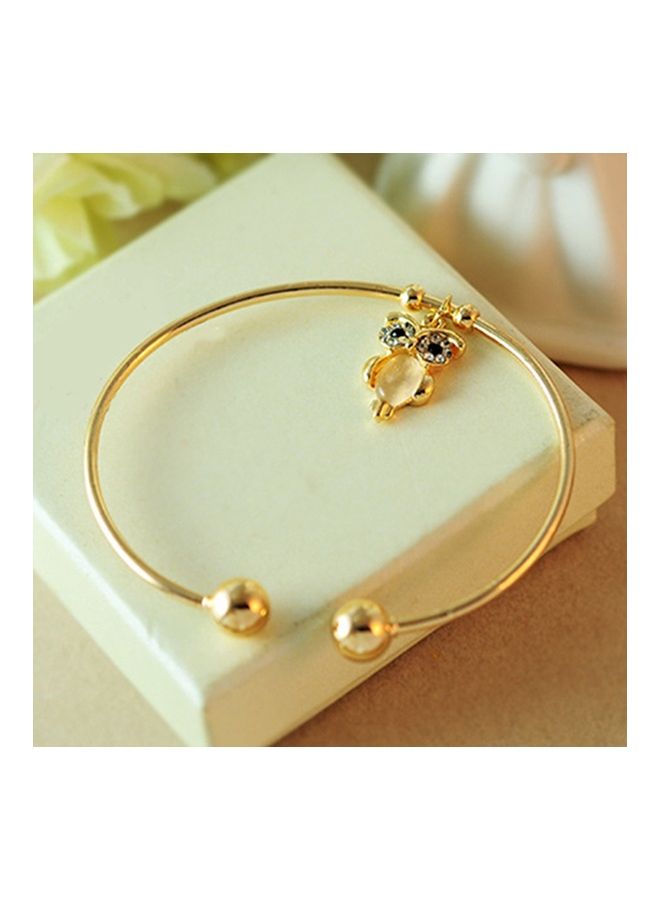 Owl Rhinestone Faux Opal Plated Cuff Opening Bracelet - Image 4
