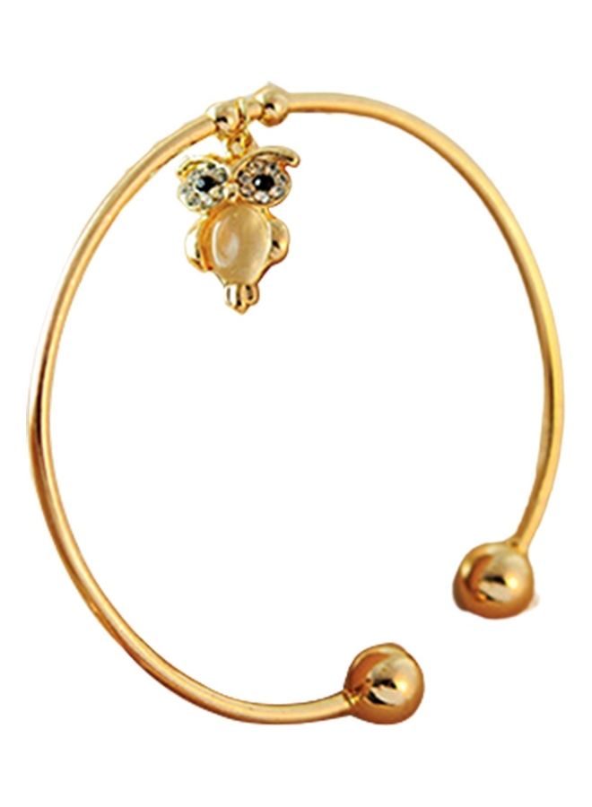 Owl Rhinestone Faux Opal Plated Cuff Opening Bracelet - Image 2