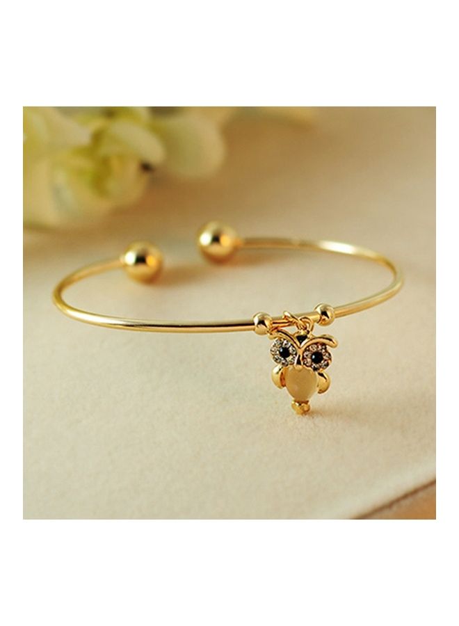 Owl Rhinestone Faux Opal Plated Cuff Opening Bracelet - Image 3