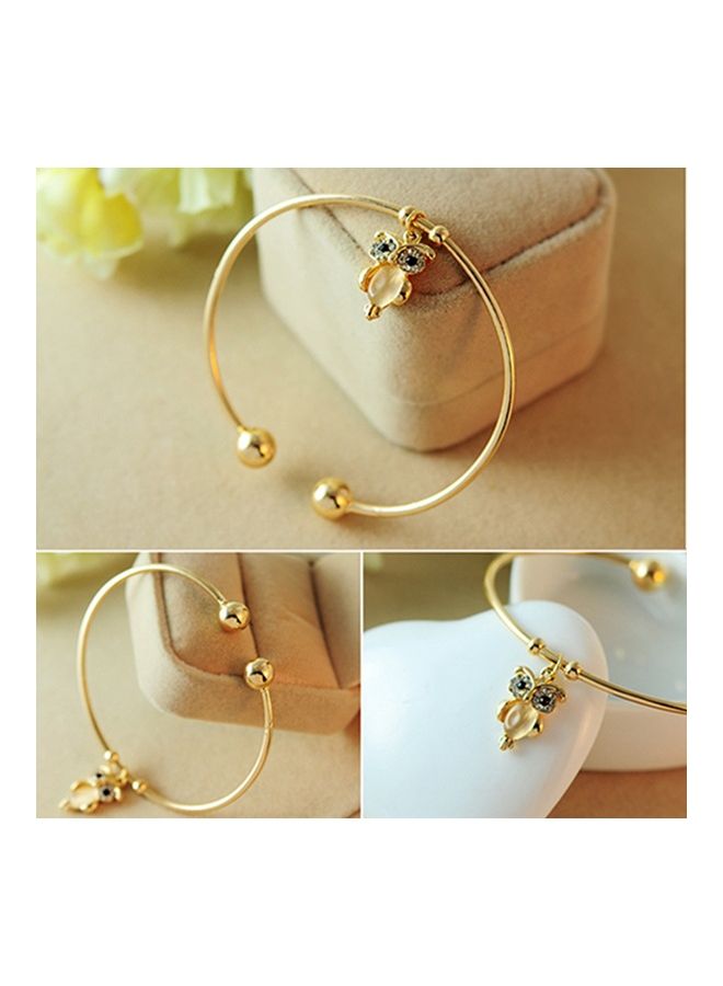 Owl Rhinestone Faux Opal Plated Cuff Opening Bracelet - Image 5