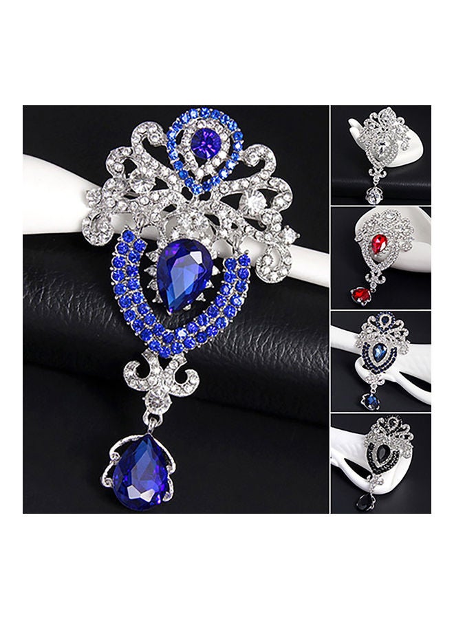 Women's Luxury Crown Waterdrop Crystal Rhinestone Brooch Pin Costume Accessory - Image 2