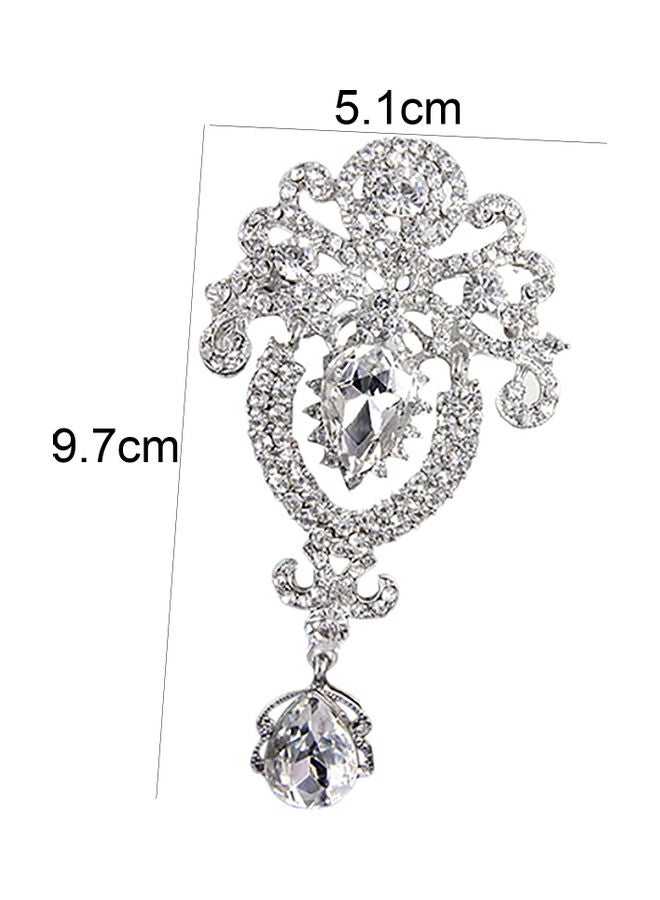 Women's Luxury Crown Waterdrop Crystal Rhinestone Brooch Pin Costume Accessory - Image 3