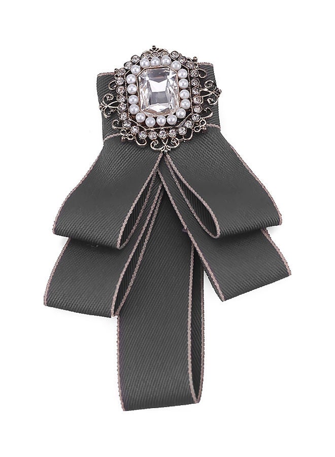 Bow Rhinestone Tied Neck Tie Brooch Pin