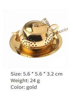 MESHA Teapot Shape Infuser With Drip Tray Gold 5.6x5.6x3.2cm  - Image 4