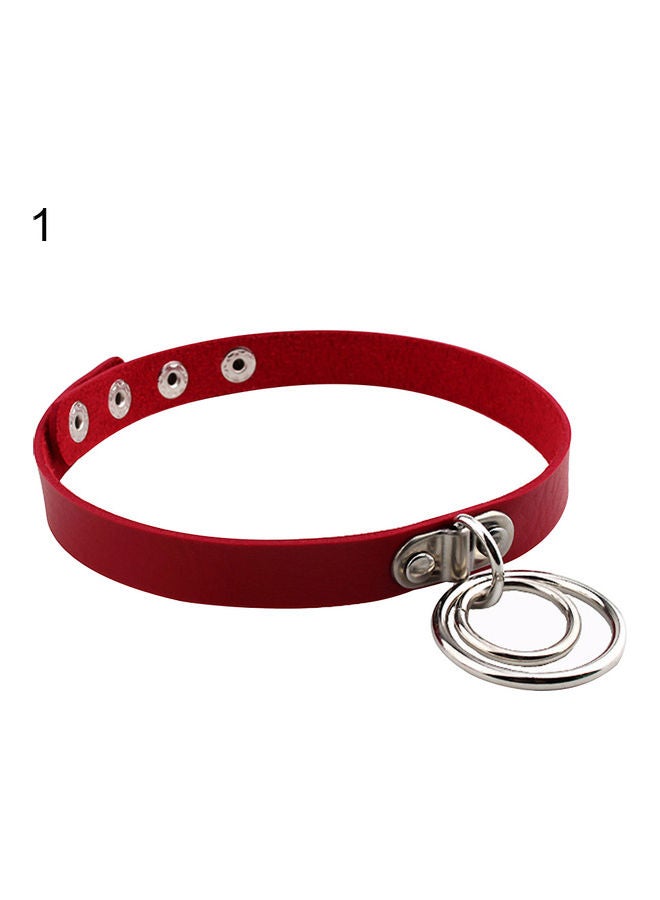 Double Rings Pendant Short Collar Necklace - Image 1