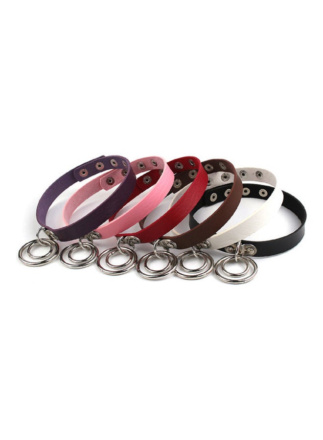 Double Rings Pendant Short Collar Necklace - Image 2