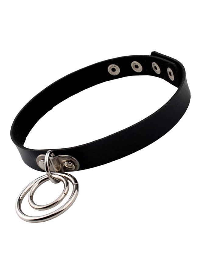 Double Rings Pendant Short Collar Necklace - Image 4