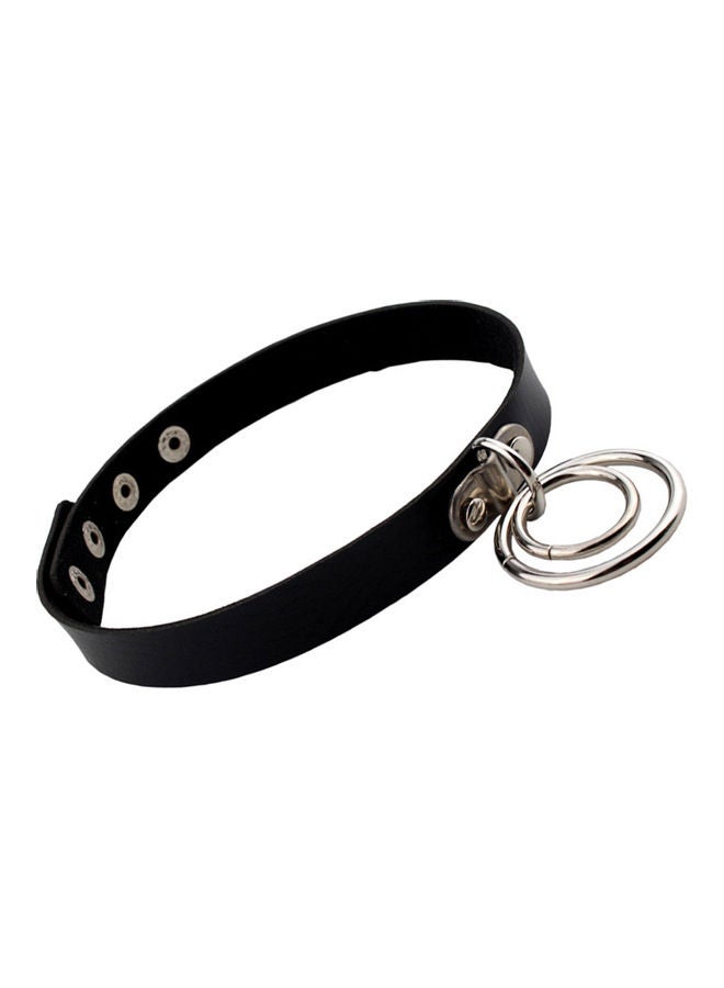 Double Rings Pendant Short Collar Necklace - Image 5