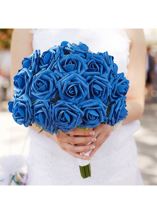 30-Piece Artificial Rose Flower Set Sapphire Blue  - Image 2