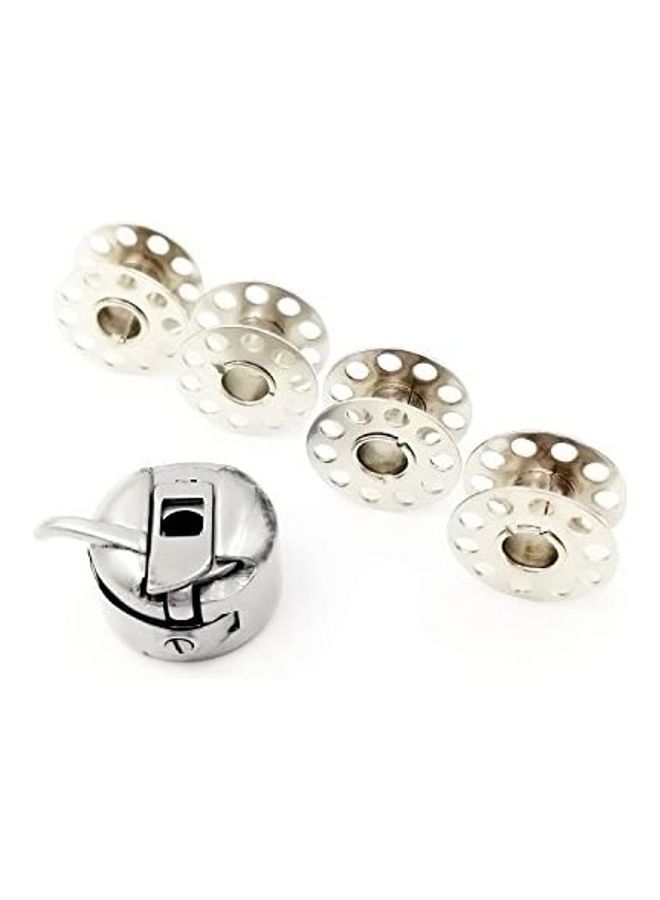 Bobbin Case With 4 Metal Sewing Sewing Machine Silver 2.17inch
