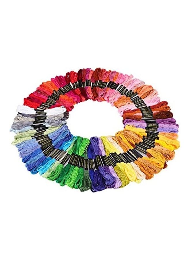 Tinksky 100 Skeins Of 8M Multi-Color Soft Cotton Cross Stitch Embroidery Threads Multicolour 5.9inch