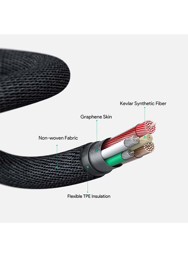 Aukey - CB-AKL2 USB A to Lightning Charging 2M Cable, Quick Charge 3.0 Kevlar Cable Compatible with iPhone 11Pro, 11, XS Max, XS, iPad Pro, iPad Mini and iPod Nano 7th gen devices - Black - Image 1