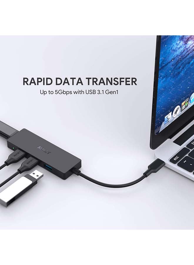 Unity Slim C 4-In-1 4-Port USB 3.0 Type-C Hub Black