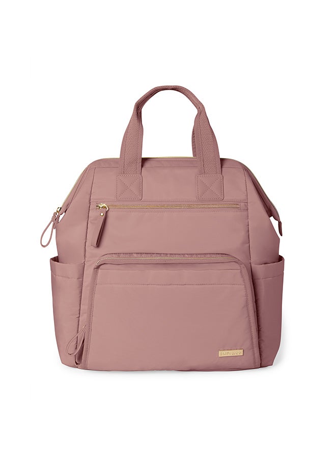 Skip Hop Diaper Bag Backpack Main Frame Large Capacity Wide Open Structure With Changing Pad And Stroller Attachement - Dusty Rose  - Image 1