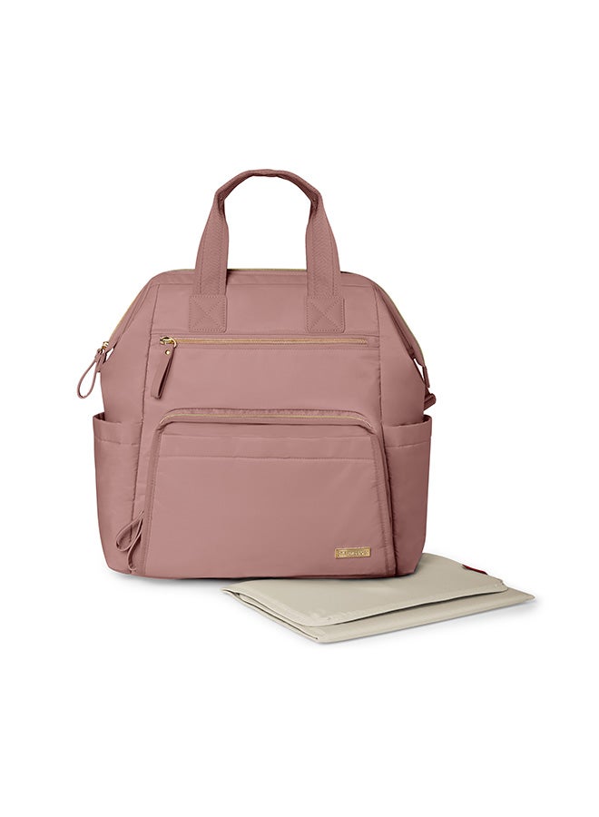 Skip Hop Diaper Bag Backpack Main Frame Large Capacity Wide Open Structure With Changing Pad And Stroller Attachement - Dusty Rose  - Image 3