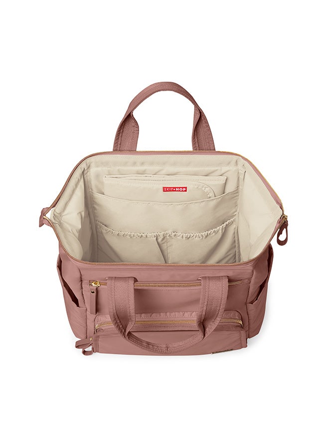 Skip Hop Diaper Bag Backpack Main Frame Large Capacity Wide Open Structure With Changing Pad And Stroller Attachement - Dusty Rose  - Image 4