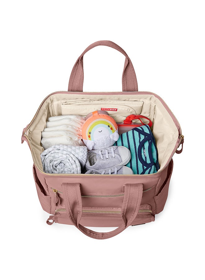 Skip Hop Diaper Bag Backpack Main Frame Large Capacity Wide Open Structure With Changing Pad And Stroller Attachement - Dusty Rose  - Image 5