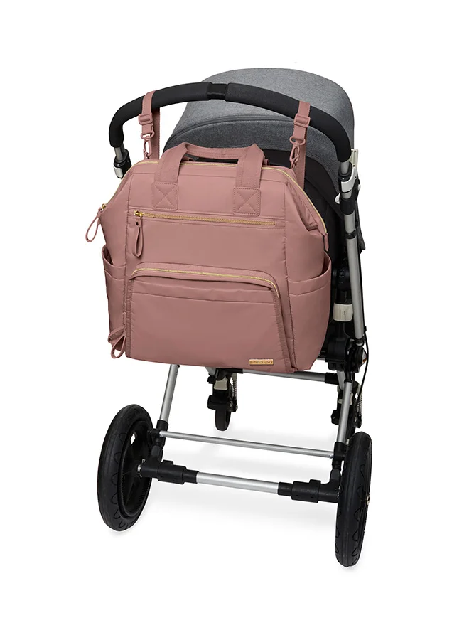 Skip Hop Diaper Bag Backpack Main Frame Large Capacity Wide Open Structure With Changing Pad And Stroller Attachement - Dusty Rose