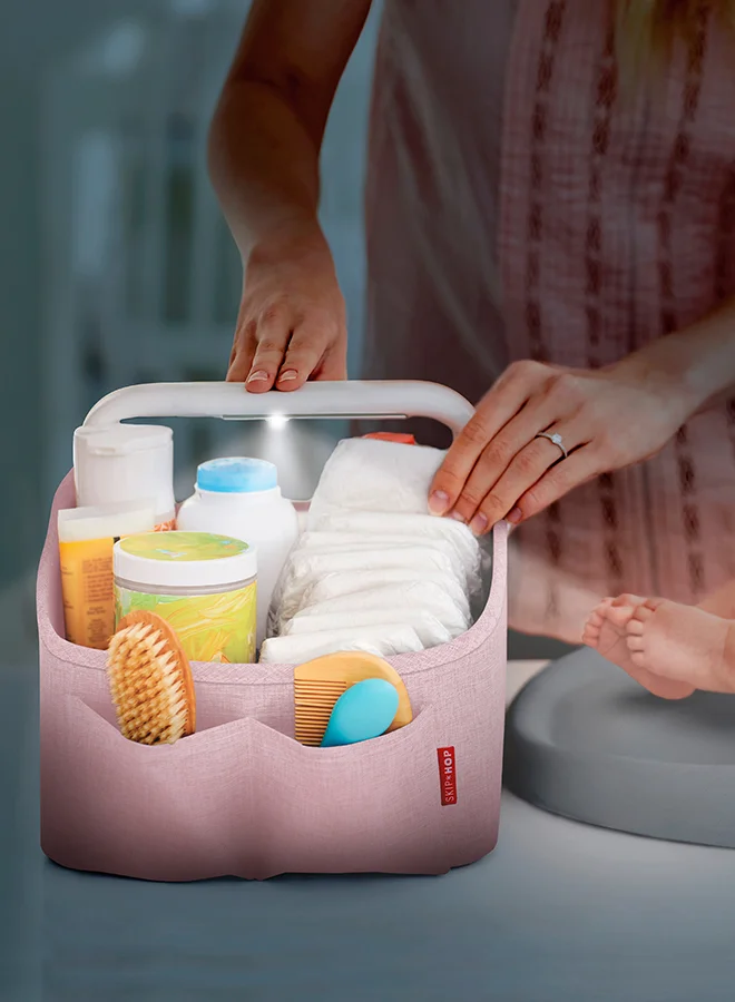 Skip Hop Ultra Portable Light Up Diaper Caddy For Suitable From Birth, Pink, Grey, White