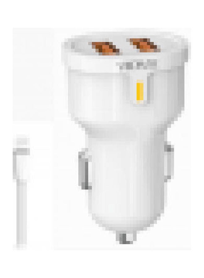 S Car Charger CC04 Car Charger + iPhone or Micro V8 cable White