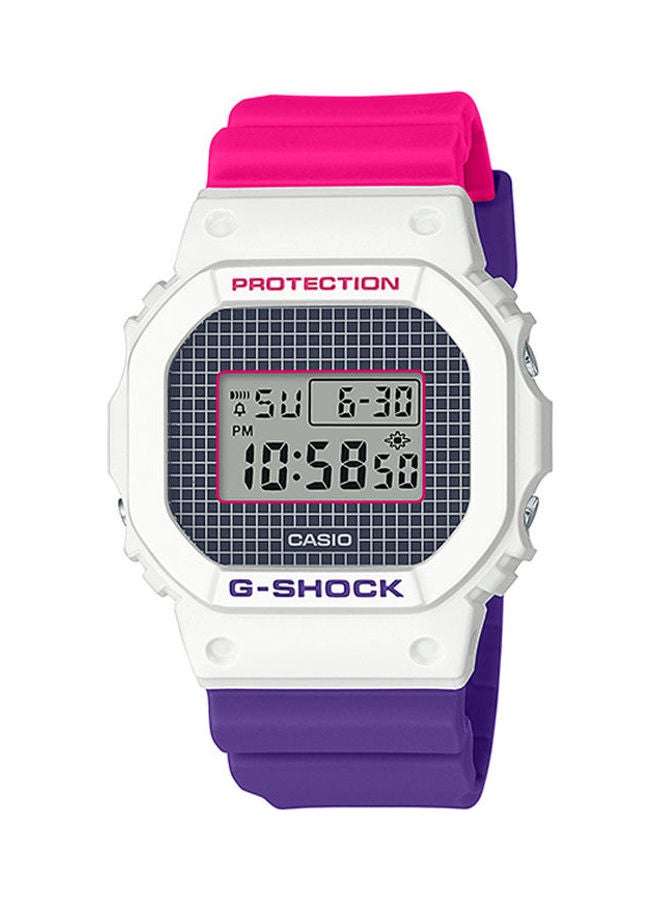 كاسيو ساعة يد كاجوال بعقارب وسوار من الجلد طراز DW-5600THB-7DR