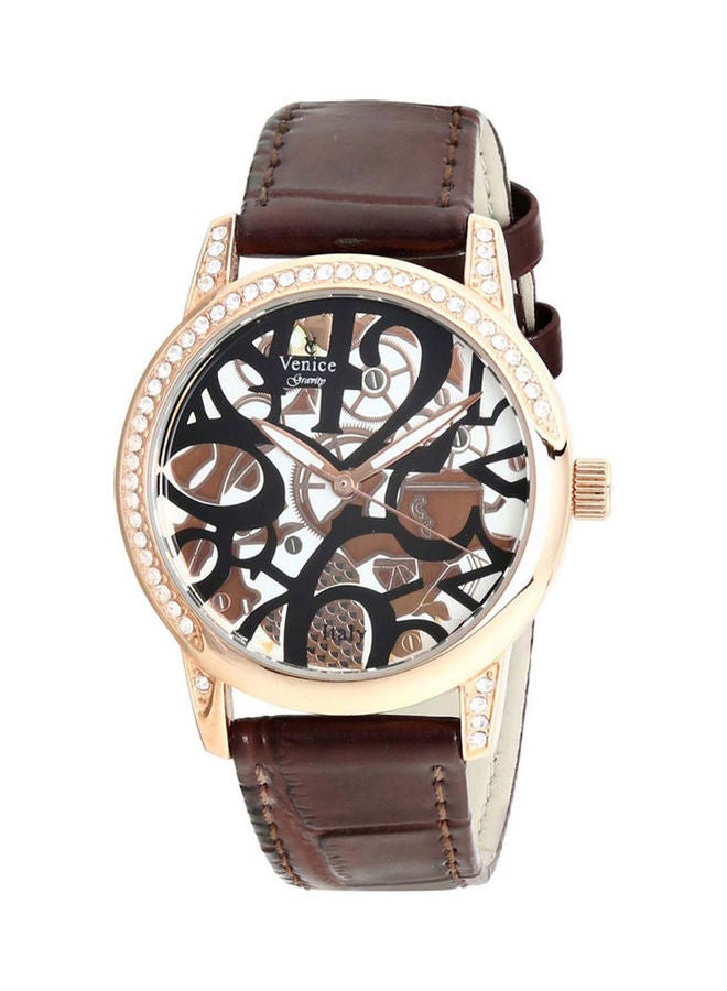 Venice Women's Casual Watches Leather Analog V8086-Ipr-C 