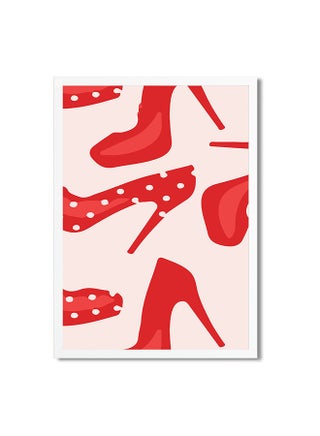 Foam Art Print Medium Poster- Women High Heel Shoe Pattern Pink/Red - v1613384679/N44037758A_1