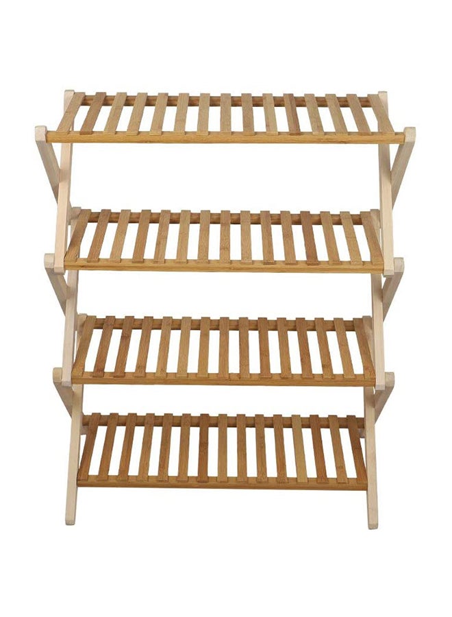 Multi-Tier Foldable Bamboo Wooden Shoe Rack Brown 67x39x82cm
