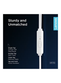Lenovo In-Ear Wired Earphone White  - Image 5