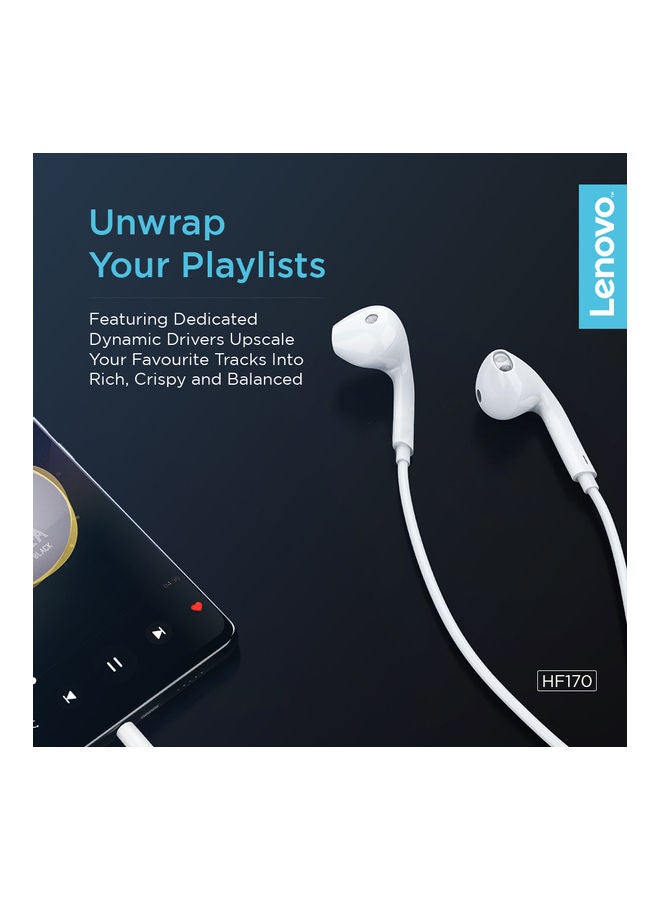 Lenovo - In-Ear Wired Earphone White - Image 1