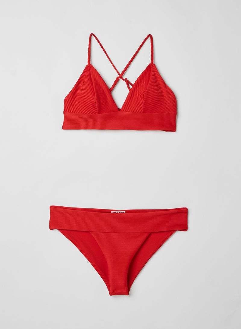 ONLY - Criss-Cross Back Strap Bikini Mars Red - Image 1