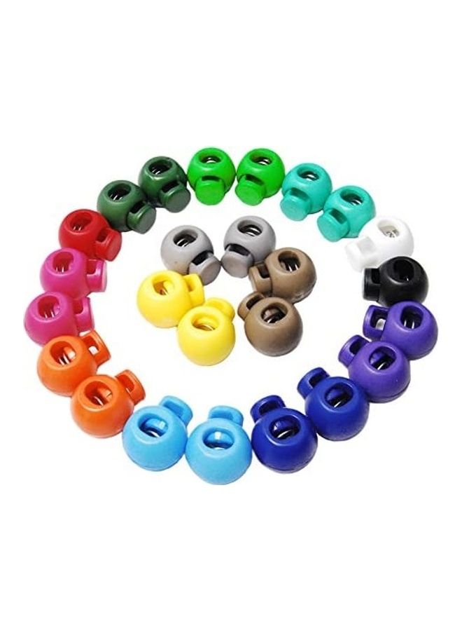25-Piece Round Ball Plastic Cord Locks Multicolour 