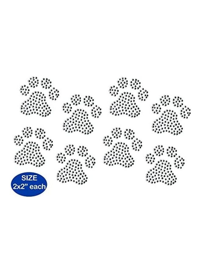 Generic Set Of 8 Paw Print Iron On Hotfix Transfer Bling DIY Black 6inch 