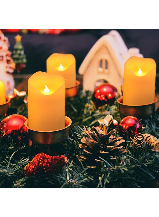 12-Piece Rechargeable Flameless LED Pillar Candle with Flickering Flame Yellow/White  - Image 5
