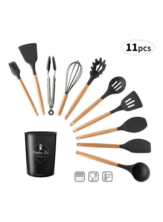 11-Piece Kitchen Utensil Set Black 32 x 11 x 11cm - Image 1