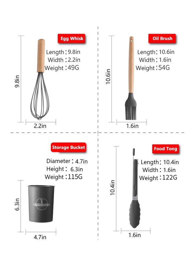 11-Piece Kitchen Utensil Set Black 32 x 11 x 11cm - Image 5