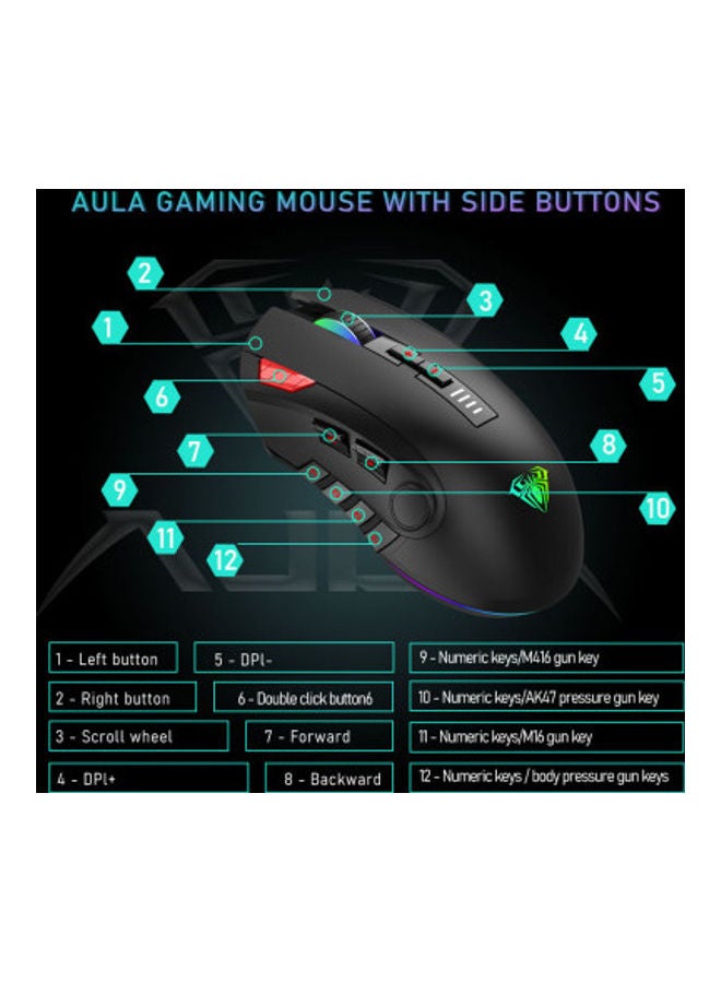 H512 Wired Gaming Mouse with Side Buttons