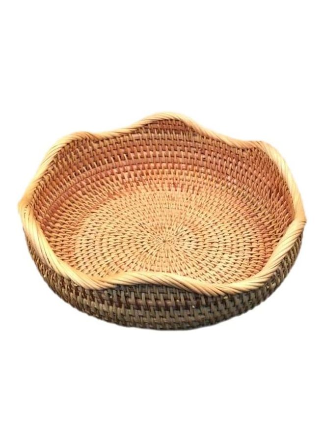 XiuWoo Rattan Wave Style Woven Storage Basket Brown 30 x 10cm  - Image 1