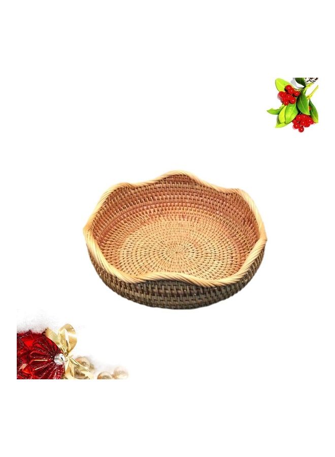 XiuWoo Rattan Wave Style Woven Storage Basket Brown 30 x 10cm  - Image 3