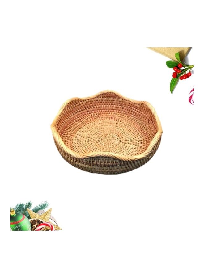 XiuWoo Rattan Wave Style Woven Storage Basket Brown 30 x 10cm  - Image 5