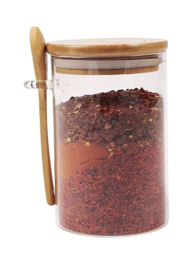 XiuWoo 6-Piece Jar with Bamboo Lid and Spoon Clear/Brown 500 x 6ml - Image 3