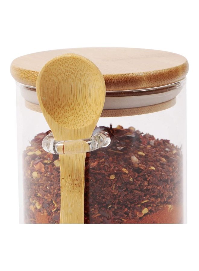 XiuWoo 6-Piece Jar with Bamboo Lid and Spoon Clear/Brown 500 x 6ml - Image 4