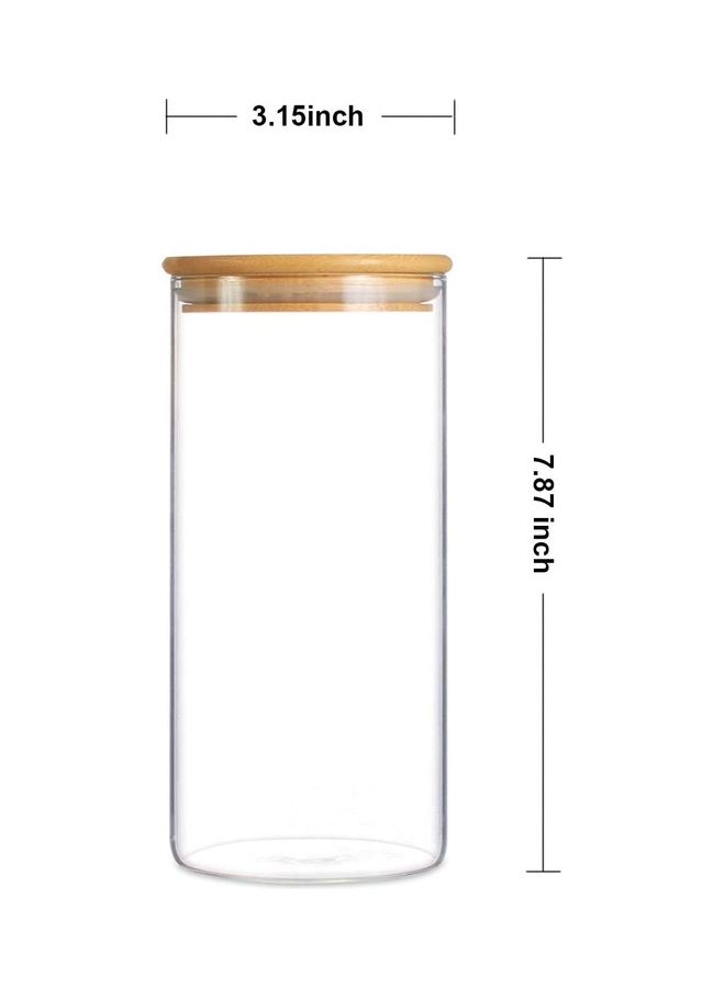 XiuWoo 3-Piece Glass Storage Jar Clear/Brown 3.15 x 7.87inch  - Image 2